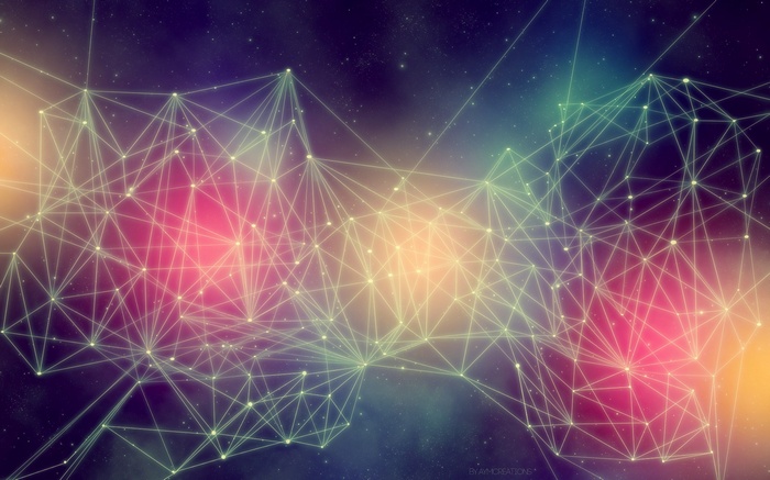Digital art of a geometric network in space
