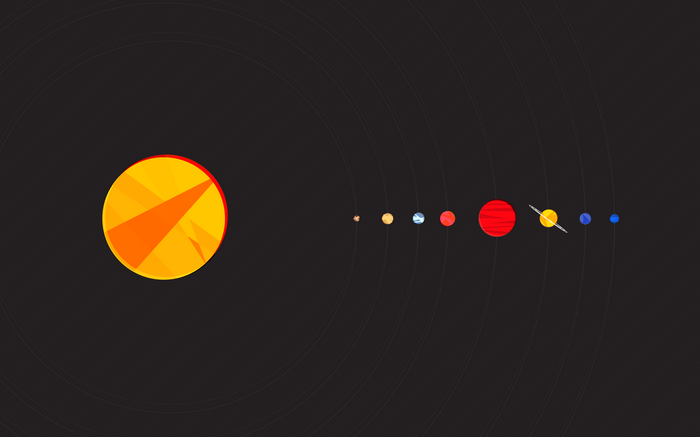 Minimalist Solar System with Sun and Planets