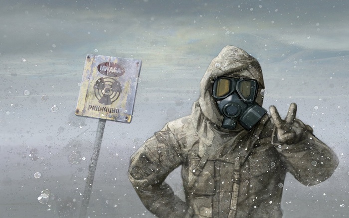 S.T.A.L.K.E.R. artwork of a person in a hazmat suit