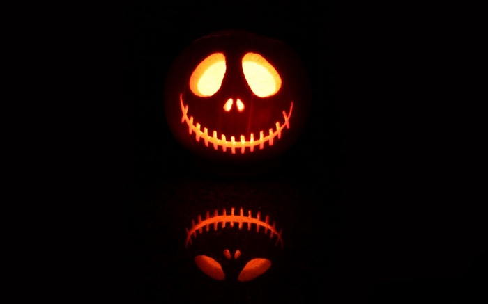 Jack Skellington pumpkin with reflection