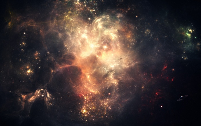 Digital art of a colorful nebula with stars