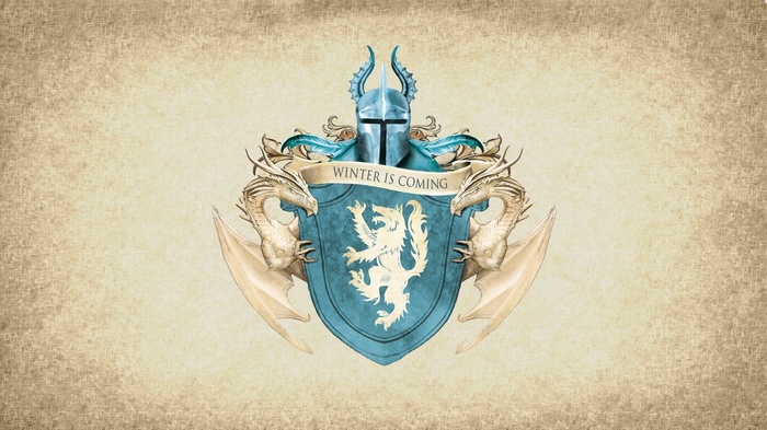 House Stark coat of arms with dragons and helmet