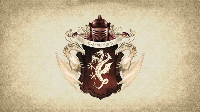 House Targaryen Coat of Arms with Dragons and Helmet