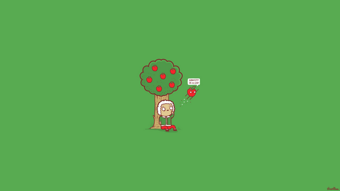Isaac Newton and an apple that defies gravity