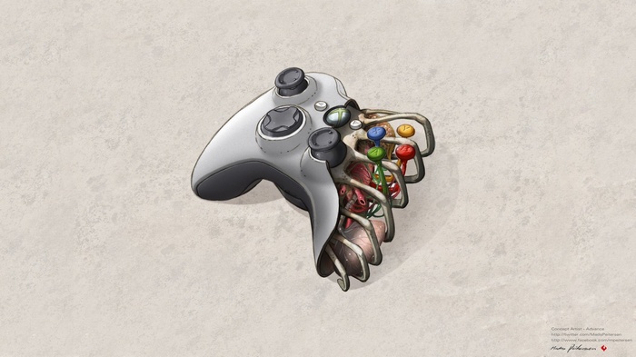 Xbox 360 controller with internal anatomy