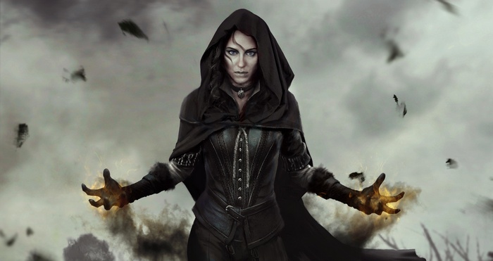 Yennefer of Vengerberg casting magic in The Witcher 3