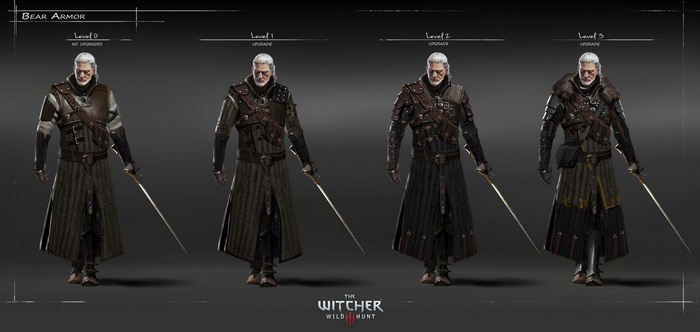 Geralt of Rivia in The Witcher 3: Wild Hunt Bear Armor upgrades