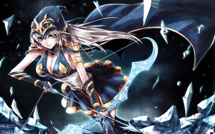 Ashe from League of Legends with a bow