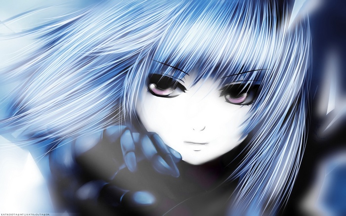 Anime girl with blue hair