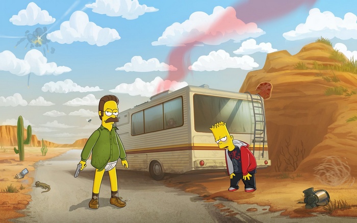 The Simpsons crossover with Breaking Bad in the desert