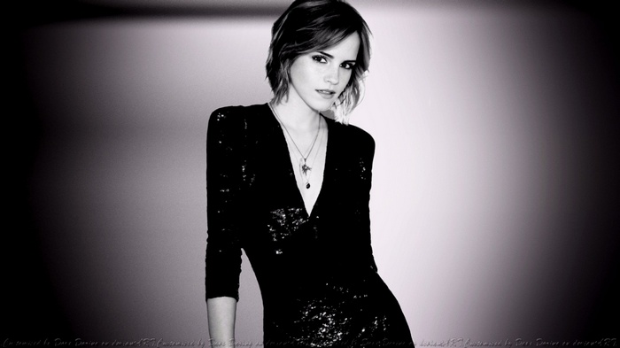 Emma Watson in a black sequined dress