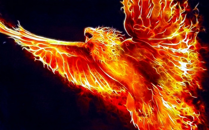 Digital art phoenix with Fractalius effect