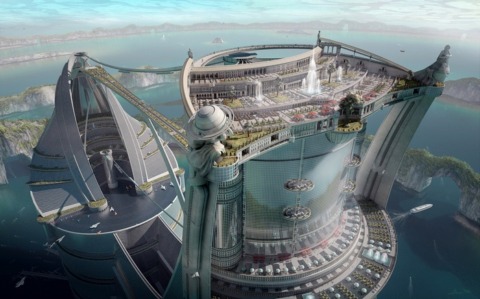 futuristic futuristic city science fiction digital art