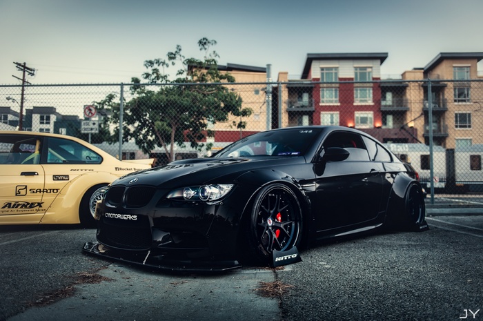 Black BMW E92 M3 Tuner Car with Widebody Kit