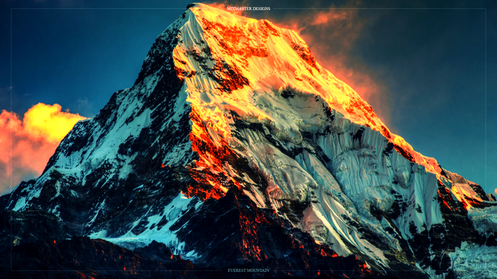 Mount Everest illuminated by sunlight
