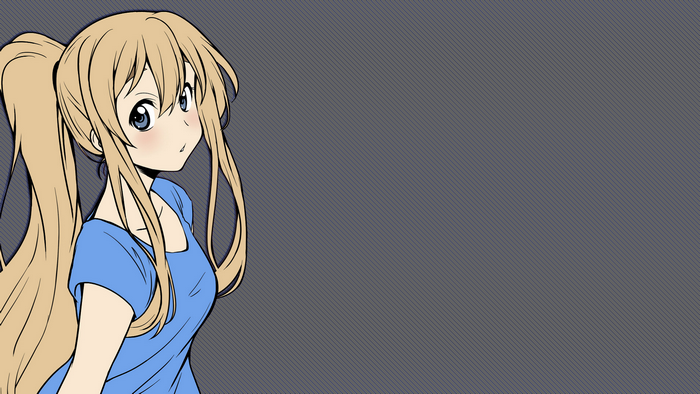 Tsumugi Kotobuki with blonde ponytail in blue shirt