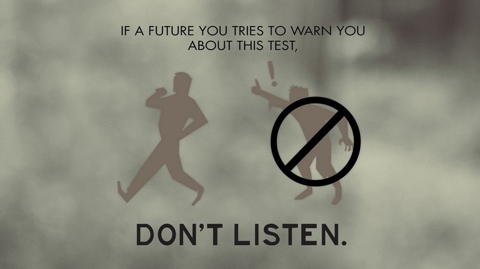 Portal 2 Aperture Laboratories warning text and silhouettes