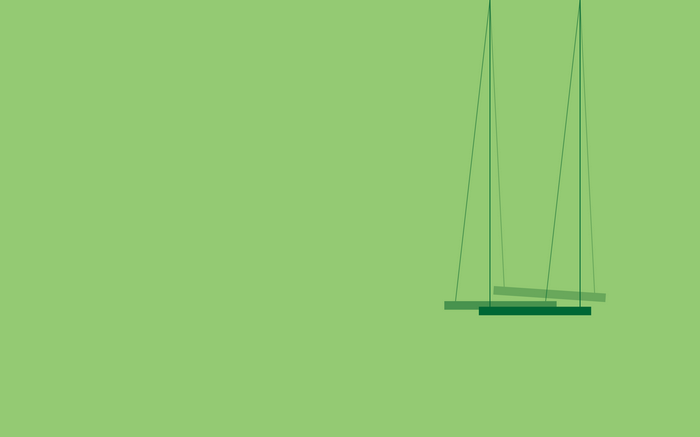 Minimalist digital art of two green swings