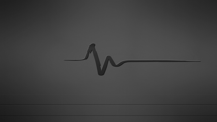 Monochrome electrocardiogram line on a gray background
