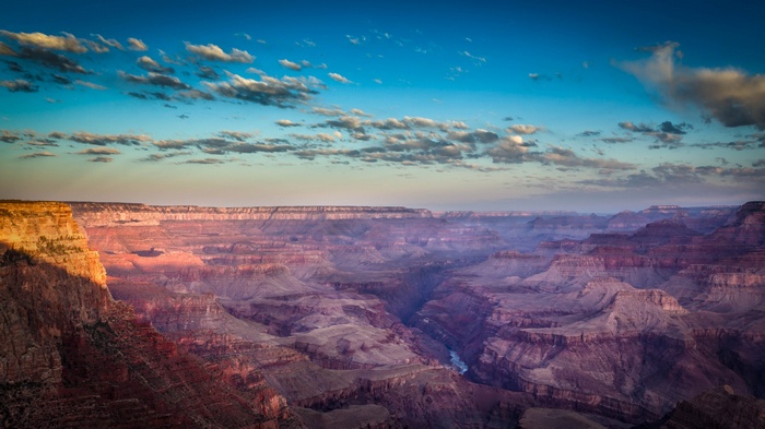 Grand Canyon National Park at sunset with clouds