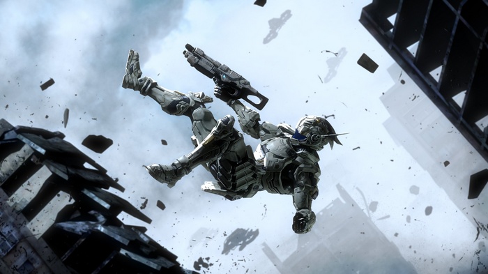 Vanquish: Soldier falling with a gun