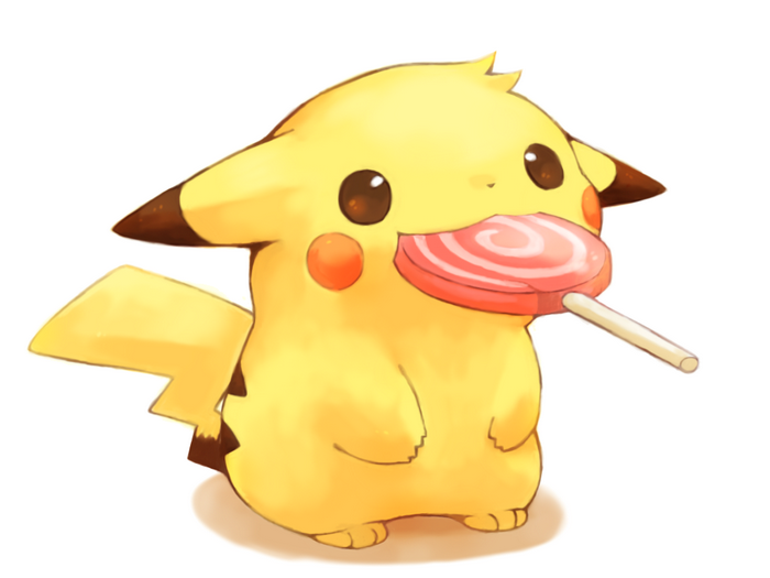 Pikachu eating a lollipop