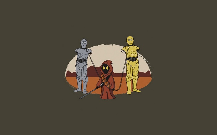 Star Wars Jawa with C-3PO and R2-D2