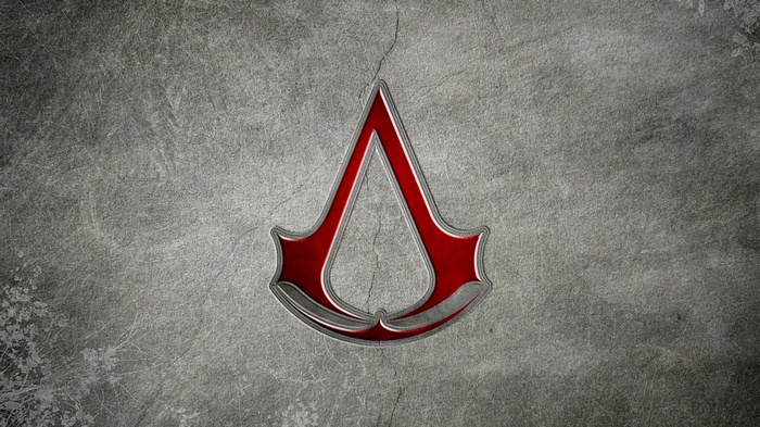 Assassin's Creed logo on a textured background