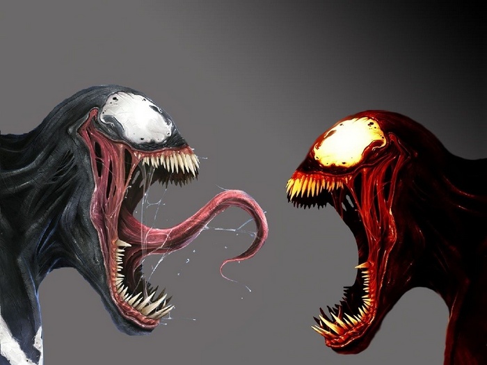 Venom and Carnage facing each other
