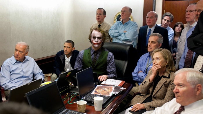 Barack Obama and Joker in a meeting
