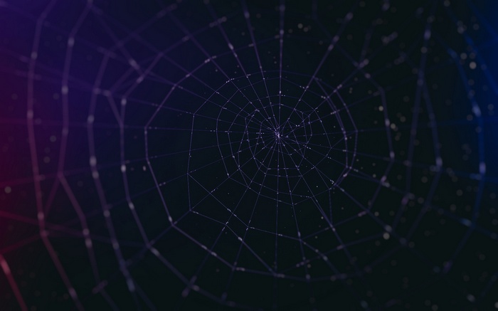 Minimalist digital art of a spiderweb