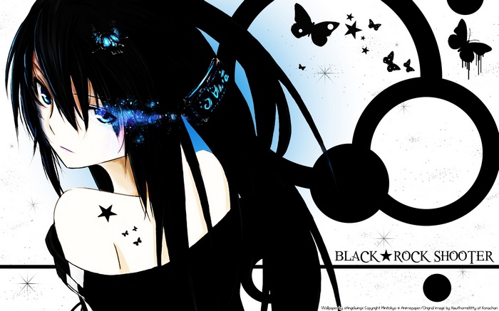 Black Rock Shooter anime girl with black twintails