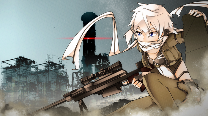 Sinon with Sniper Rifle in Industrial Area
