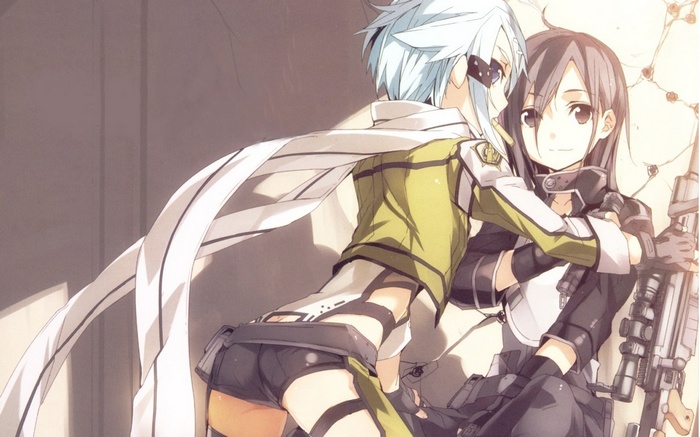 Asada Shino and Kirigaya Kazuto in Sword Art Online