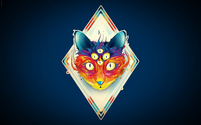 Surreal colorful cat artwork by Matei Apostolescu