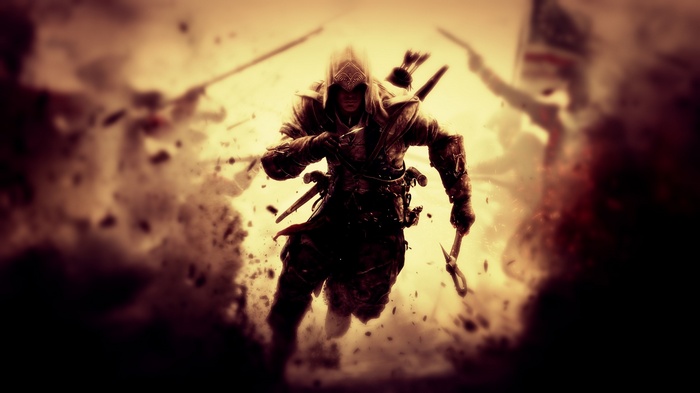 Connor Kenway from Assassin's Creed III in battle