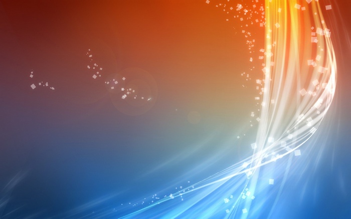 Abstract orange and blue digital art with light streaks