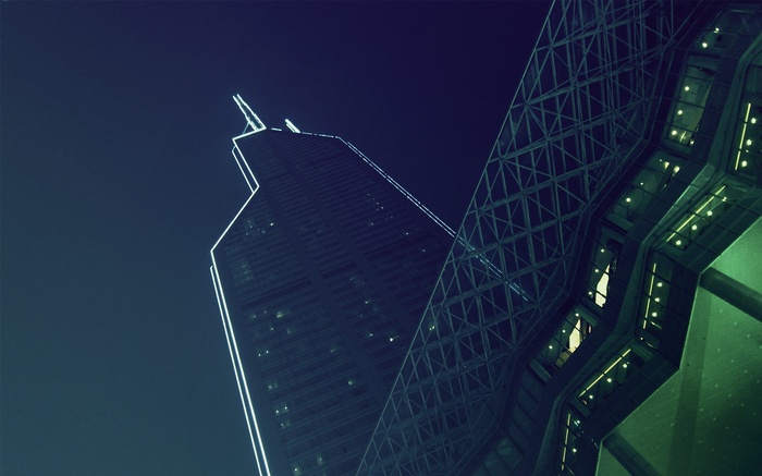 Skyscraper and modern architecture at night