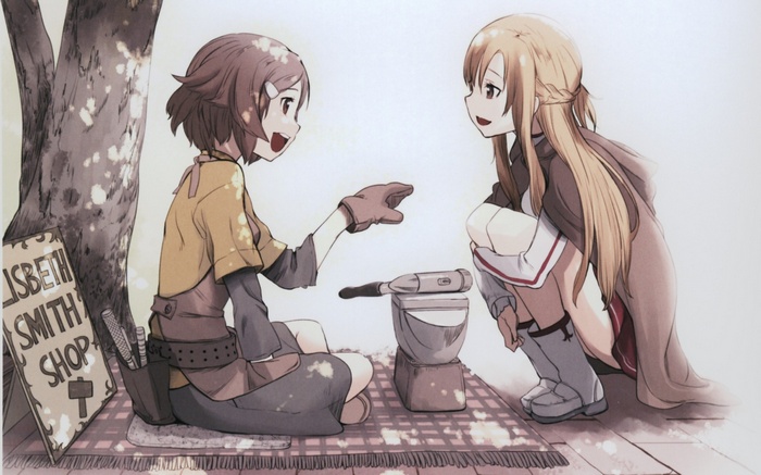 Asuna and Lisbeth at Lisbeth Smith Shop