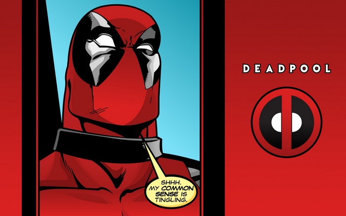 Deadpool comic art with speech bubble