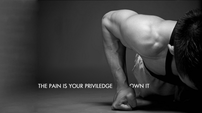 Man doing push-ups with motivational text