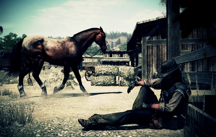 John Marston and horse in Red Dead Redemption