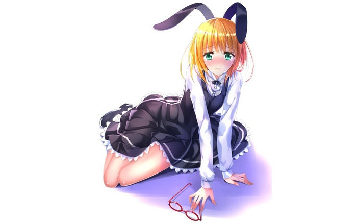 Anime girl with blonde hair and bunny ears