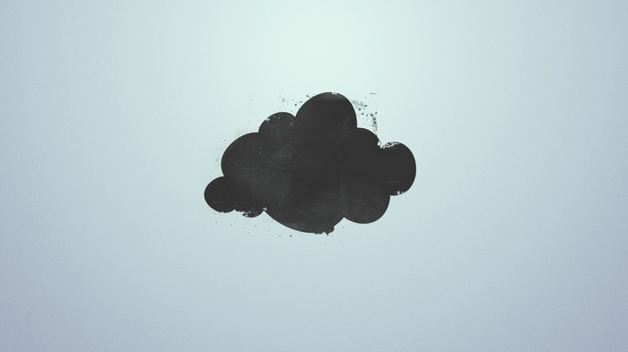 Minimalist black cloud on a light blue background