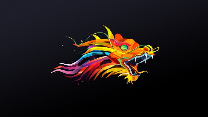 Low poly abstract colorful dragon head