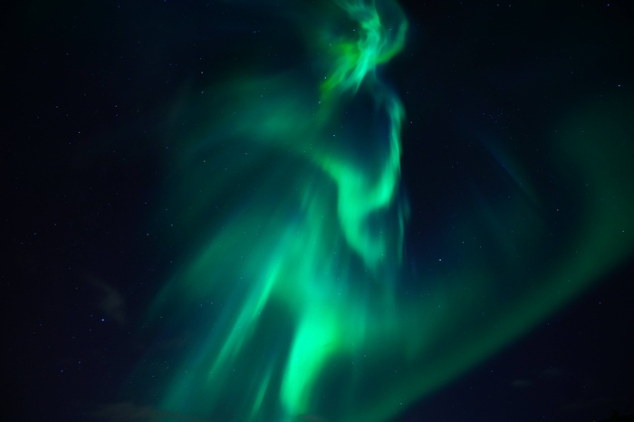 Green Aurora Borealis Lights in Night Sky