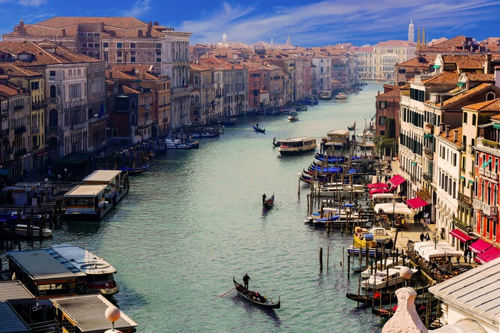 Venice, Italy: Gondolas on the Grand Canal