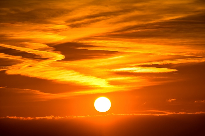 Golden Sunset with Radiant Evening Sky