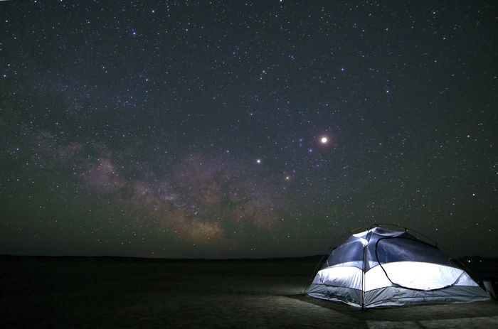 Camping under the Milky Way and constellations