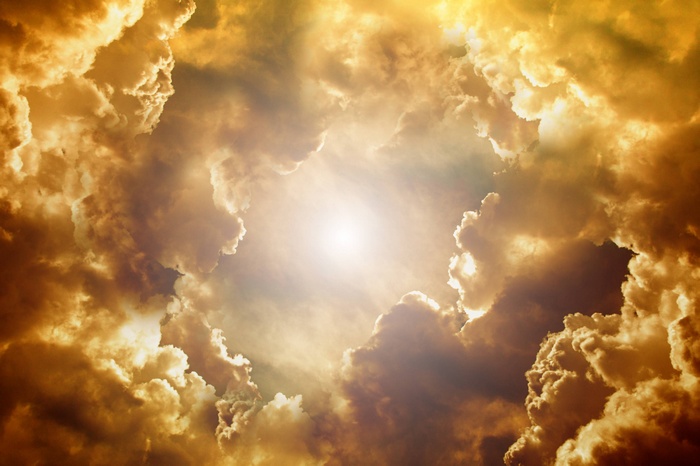 Golden Sky with Dramatic Cumulus Clouds
